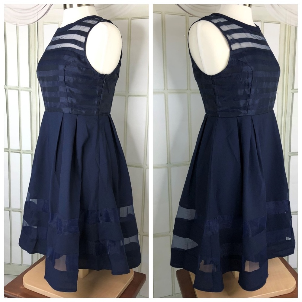 Esley Illusion Organza-Paneled A-line Dress - Picture 7 of 8
